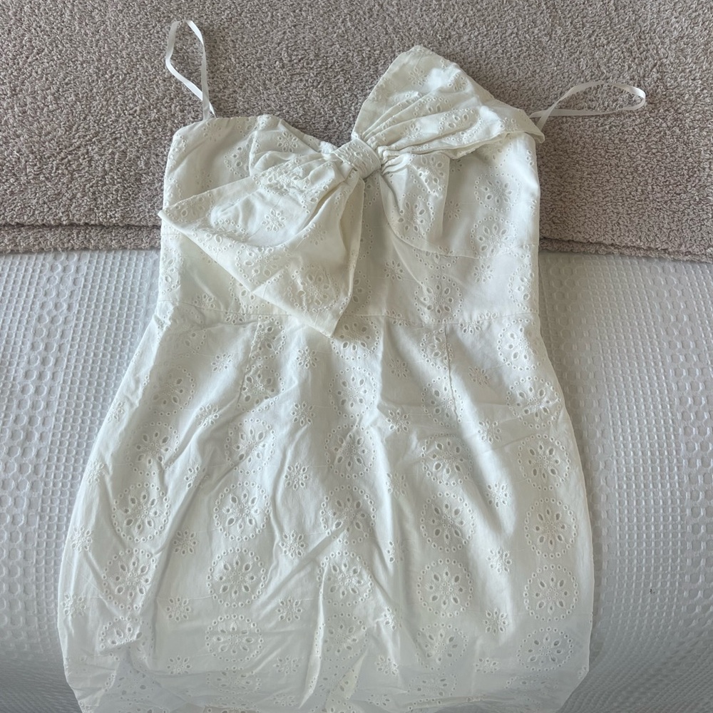 Hutch White Mini Dress with Bow Detail